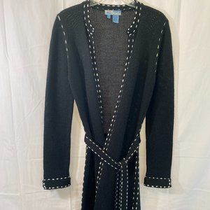 Spiegel 4U Black w/White Stitching Maxi Sweater EUC Women's Size Medium